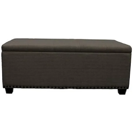 Transitional Upholstered Storage Bench with Nailhead Trim